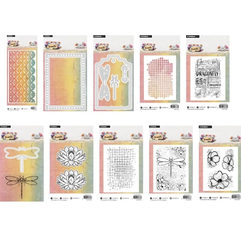 Libellula sogni Grungy fiori griglia Waterlily tag Nota a forma di carta Metallo Fustellatura Timbro stencil Scrapbooking Diario Goffratura CALDO