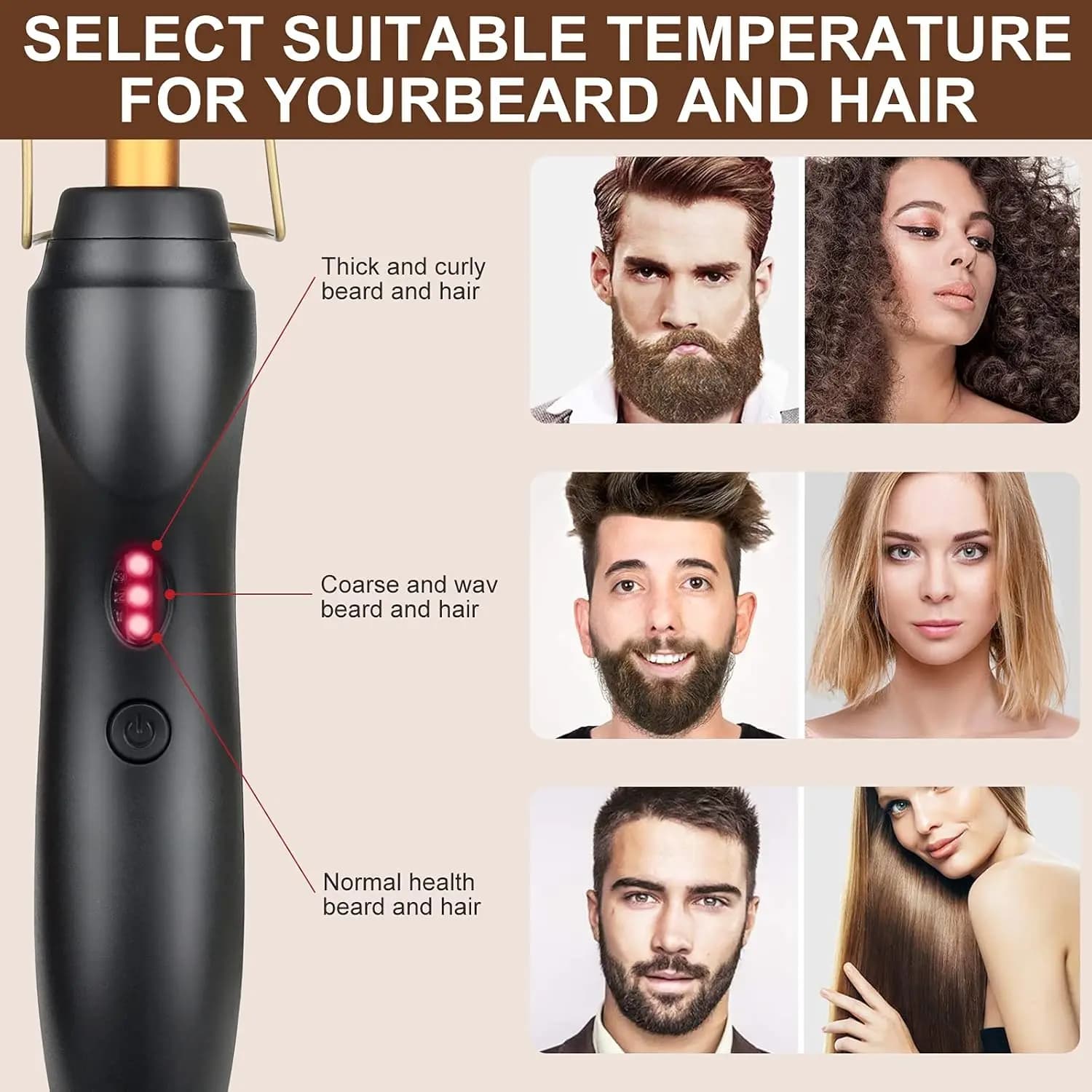Piastra per capelli elettrica a doppio voltaggio, pettine riscaldante per lisciare e arricciare, spazzola stirante e styling
