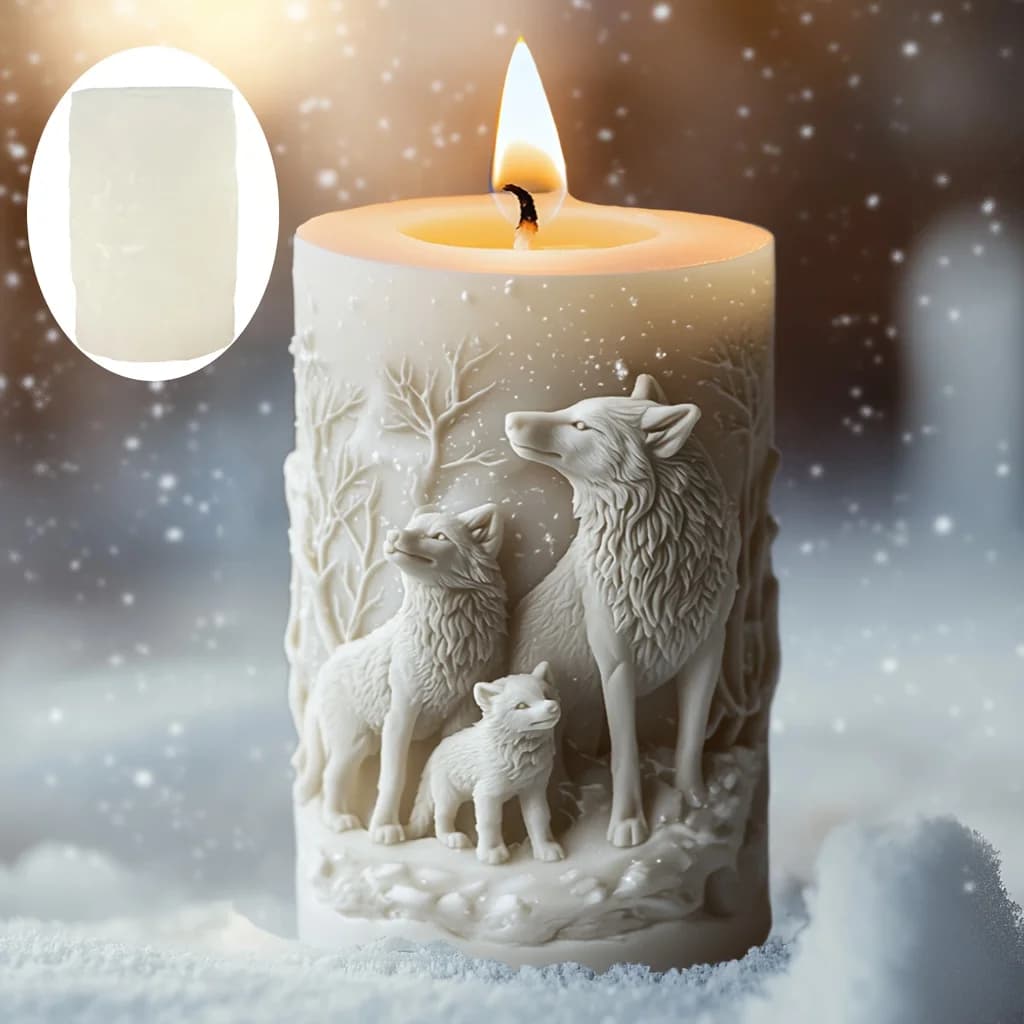 Christmas Wolf Clan Family Candle Silicone Mold Halloween Wolf Clan Relief Resin Gypsum Clay Concrete Craft Silicone Molds
