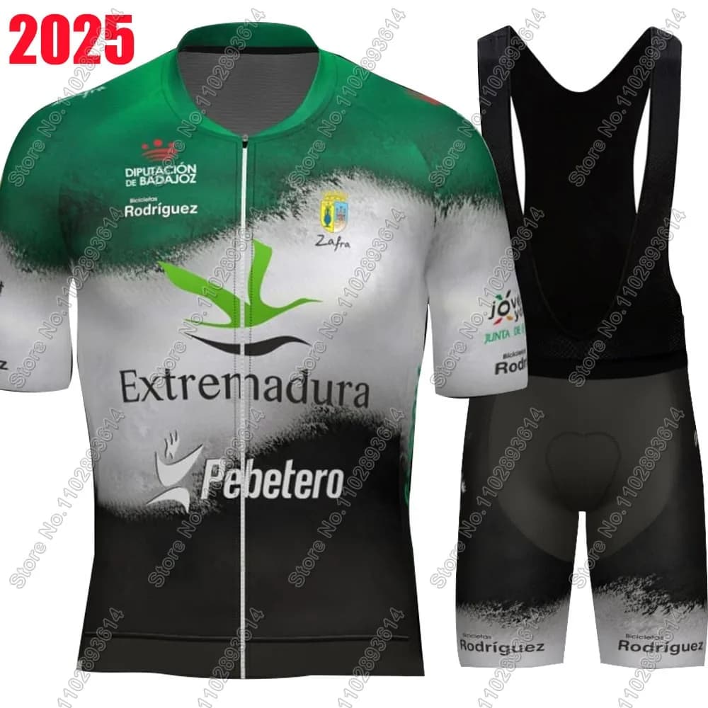Extremadura PEBETER 2025 Cycling jersey Set Short sleeves Green Expansion Clothing Road Bike Shirts Suit Shorts with MTB bicycle straps