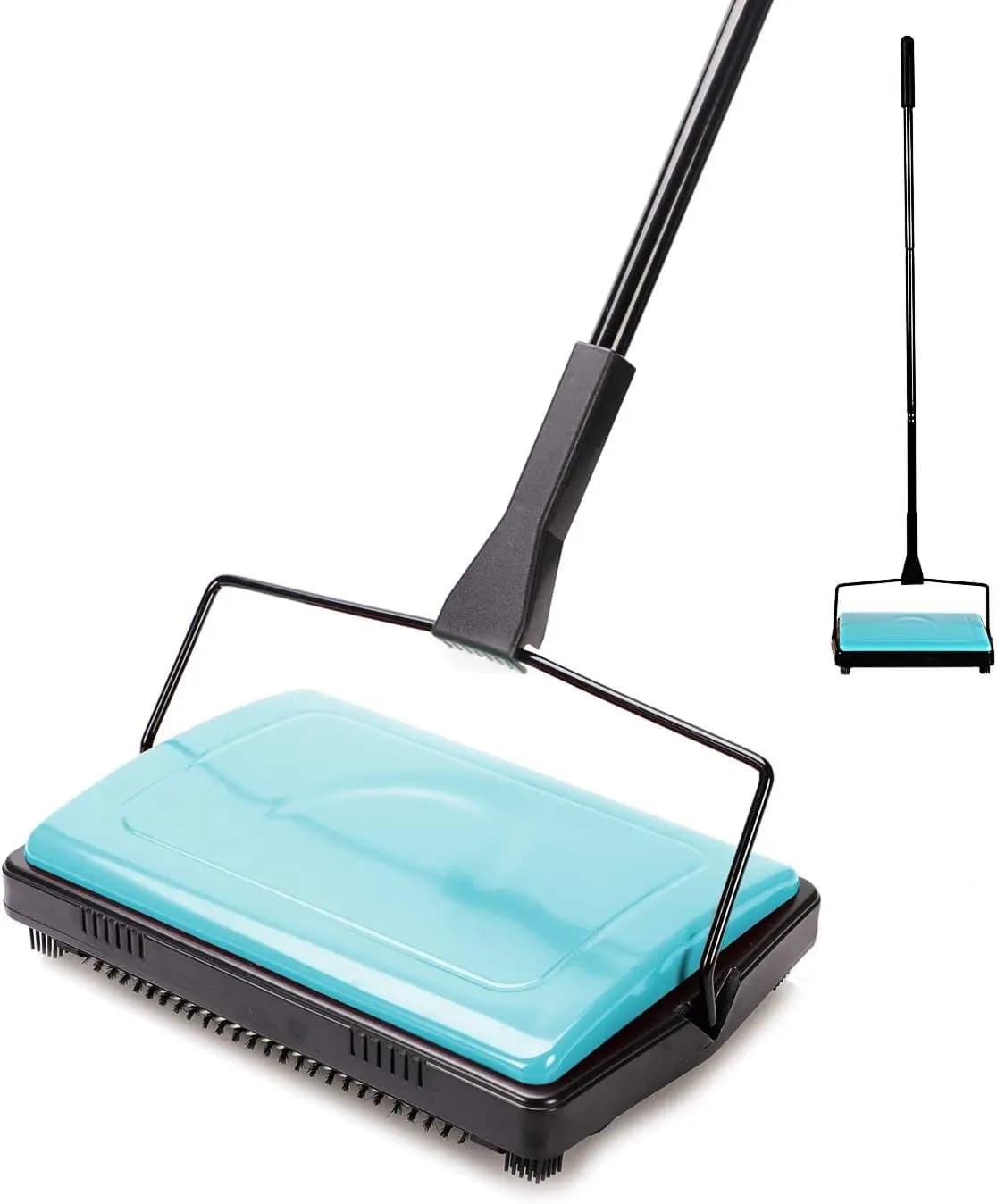 Cleaning brush for carpets and carpets for home and office, ideal for removing animal hair, dust, paper residues and small debris, blue color