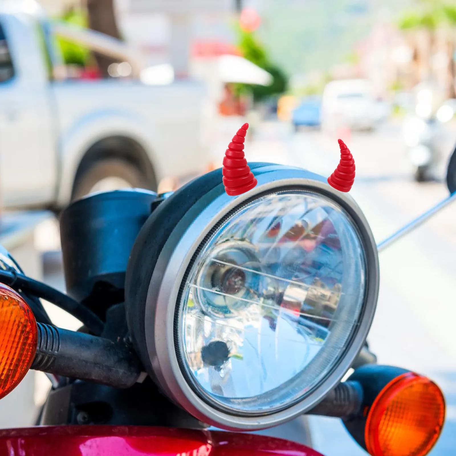 2 Pezzi Decorazione Corna di Demone per Moto, Accessorio Trendy Fai-da-te per Caschi da Bici, Sci e Snowboard