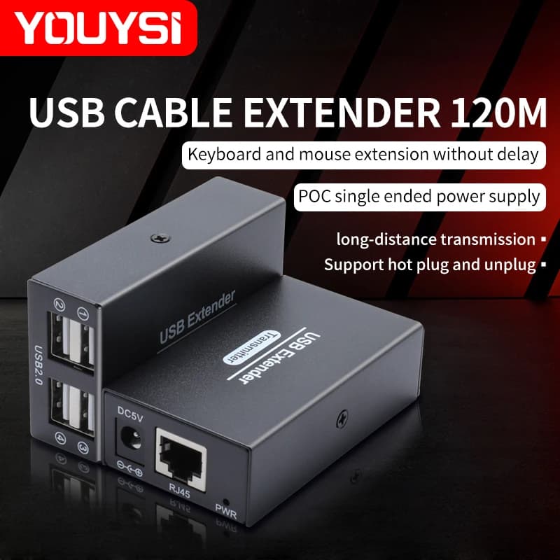 Estensore USB 2.0 da 120 M su cavo Ethernet RJ45 Cat6 Estensione UTP 4 porte USB 2.0 Hub Splitter per tastiera Mouse Stampante U Disco