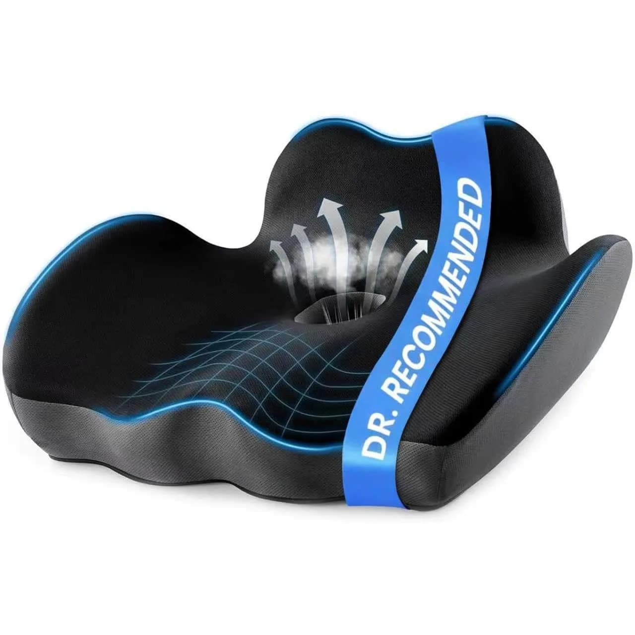 Cuscino in Memory Foam per il Sollievo dal Dolore al Coccige, Cuscino Ergonomico per Sedia da Ufficio con Design Cavo per Sciatica, Traspirante