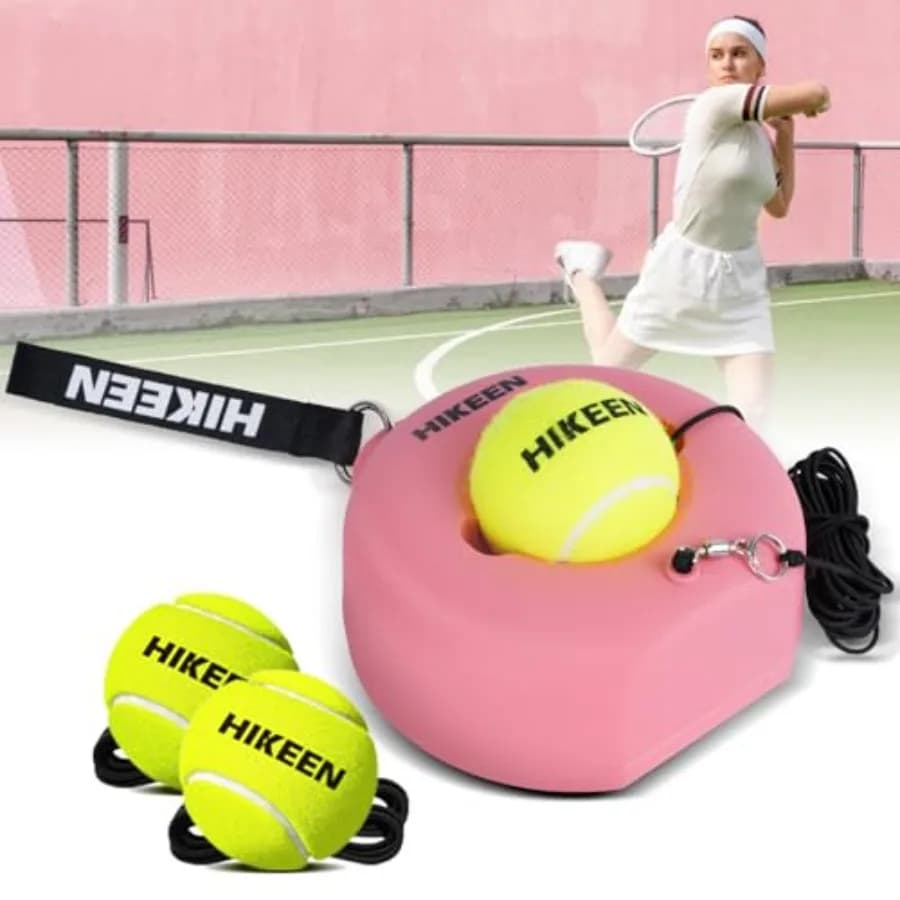 Set Portatile per Allenamento Tennis Individuale con Base in Metallo e 3 Palline Altamente Elastiche per Adulti e Principianti, Allenamento di Rimbalzo Premium