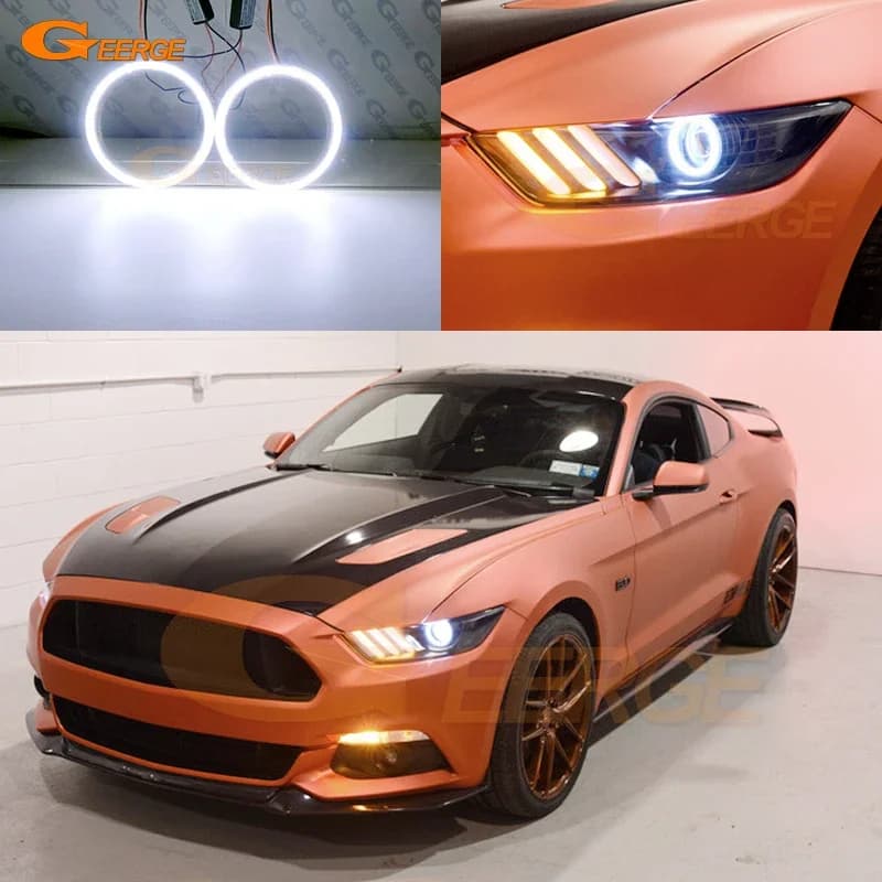 For Ford Mustang 2015 2016 2017 Excellent daylight COB ultra bright Led Angel Eyes Kit Halo Rings