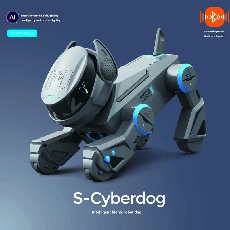 Ai Smart Robot Dog Gesture Touch Remote Control Bluetooth Speaker Song Programmable Cool Lighting Toy For Kids Aged 6+Interactio