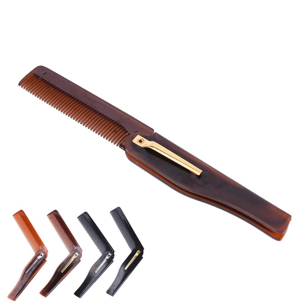 1Pc Foldable Hair Comb Pocket Clip Hair Moustache Beard Comb Hair Styling Tool