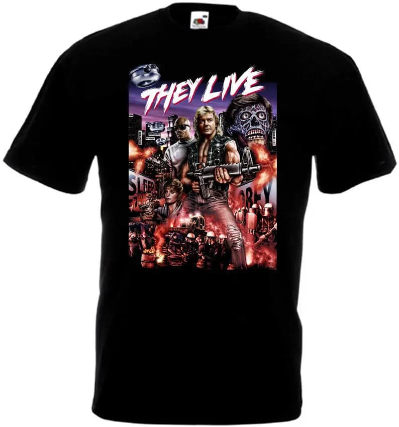 They Live v1 T-shirt nera poster del film tutte le taglie S-5XL