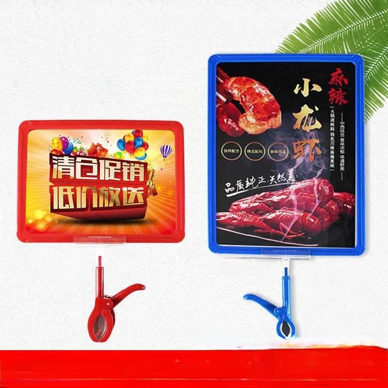 5 Pezzi A4 Supporto per Cartello in Plastica Regolabile Cornice per Poster del Prezzo Rotante Etichetta per Prezzo della Merce del Supermercato Etichette POP Clip