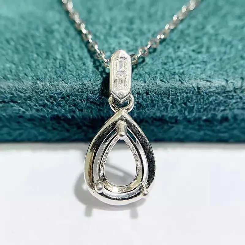 MeiBaPJ 2 colors 5*7 Water Drop Stone Genuien 925 necklace with silver pendant with empty fitting fine wedding jewelry for women