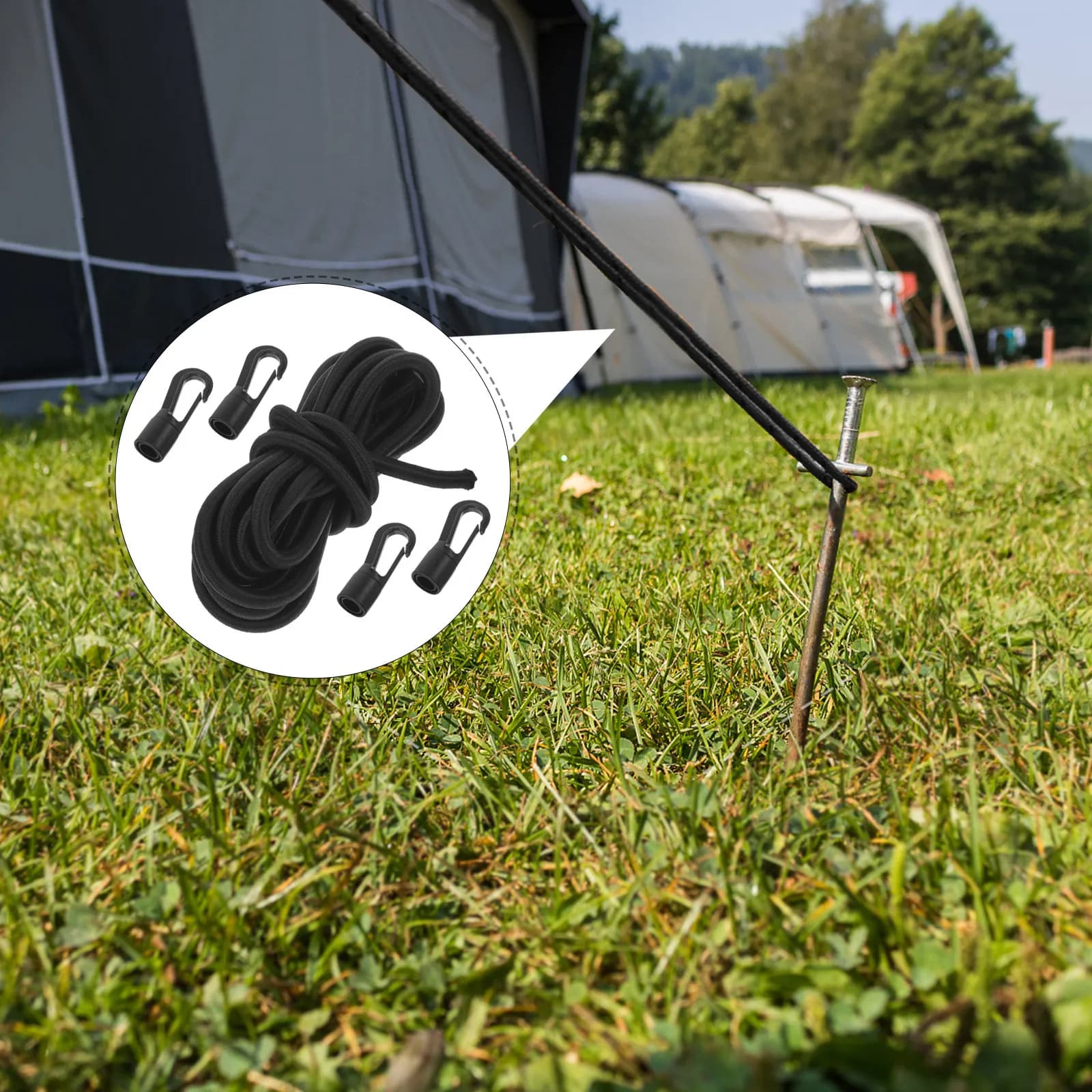 Set di 1 Guinzaglio Elastico Ammortizzante con Gancio per Fissaggio Paddleboard, Attrezzatura per Kayak, Guinzaglio Portatile