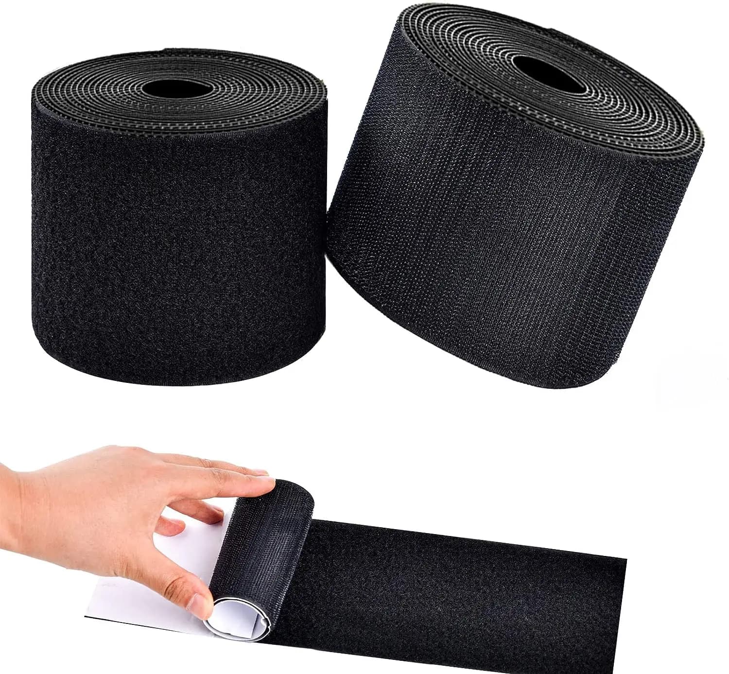 Strisce con gancio e anello di fissaggio autoadesive resistenti 1/2/5M con colla Nastri di montaggio su doppio lato Accessori artigianali fai da te 50mm Nero