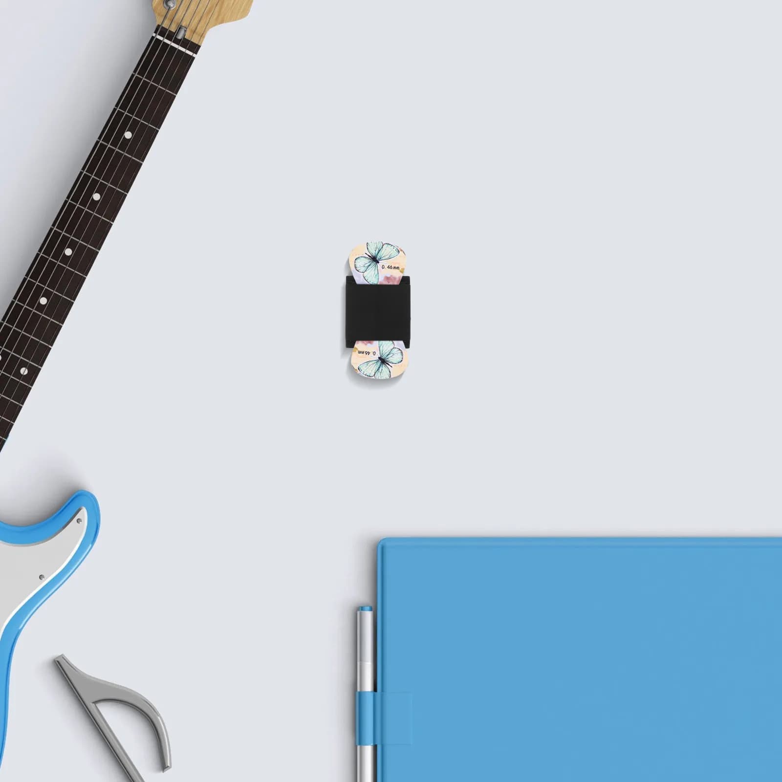 Set di 8 Portaplettro in Silicone Nero per Chitarra, Adatto per Chitarra Acustica, Elettrica e Ukulele