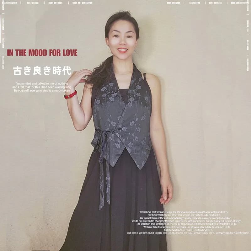 Nuovo Top Primaverile da Donna con Scollo a V e Cintura, Senza Maniche, Elegante Ricamo Floreale, Stile Classico, Lunghezza Regolare