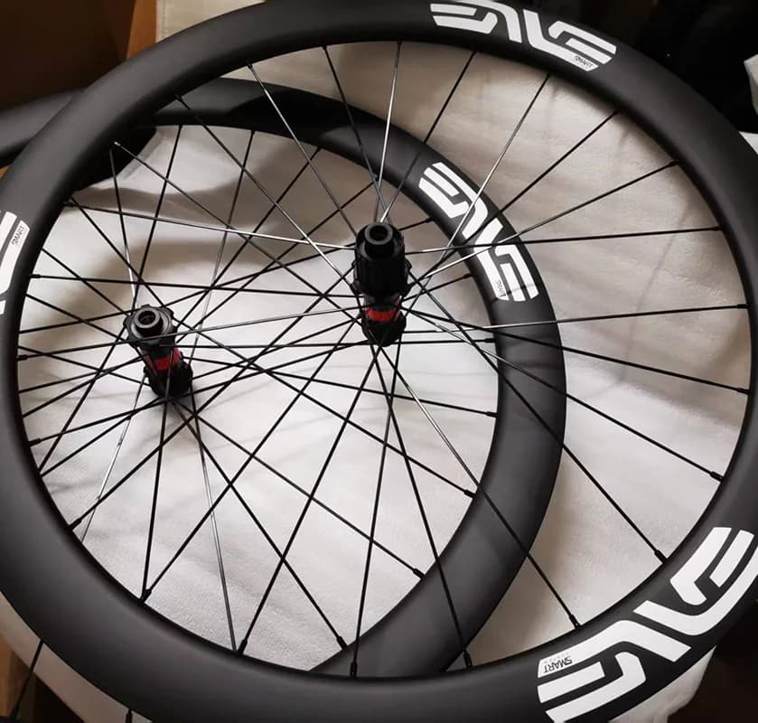 Set di Ruote Leggere 45/50/60mm in Carbonio per Bici da Strada con Adesivo, Freno a Disco Center Lock per Gravel, Ruota con Cricchetto in Ceramica