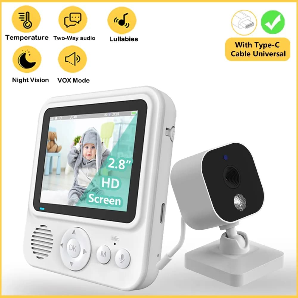 Monitor per bambini wireless da 2,8 pollici senza Wi-Fi, telecamera di videosorveglianza per la sicurezza del bambino, audio bidirezionale, visione notturna, baby sitter.