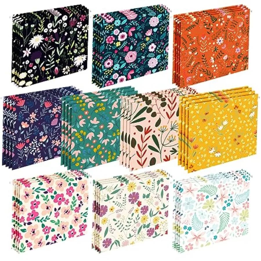Cartelle portadocumenti decorative da appendere, formato lettera, simpatiche cartelle portadocumenti, cartelle portadocumenti floreali di design, organizer per cartelle portadocumenti colorate