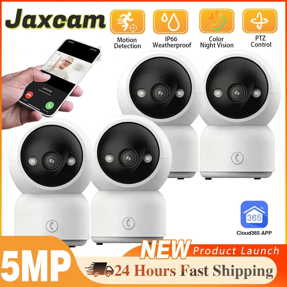 Telecamera di Sicurezza per Bambini Cloud365 APP 5MP 2.4G WiFi da Interno con Chiamata One-Touch, Visione Notturna a Colori, Tracciamento Umano 355 ° Telecamera PTZ