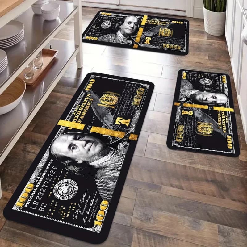 VIKAMA Retro 100 USD Money Print Long Runner Mat Oil Resistant Waterproof Non Slip Kitchen Hall Entry Door Home Decor Floor Carp