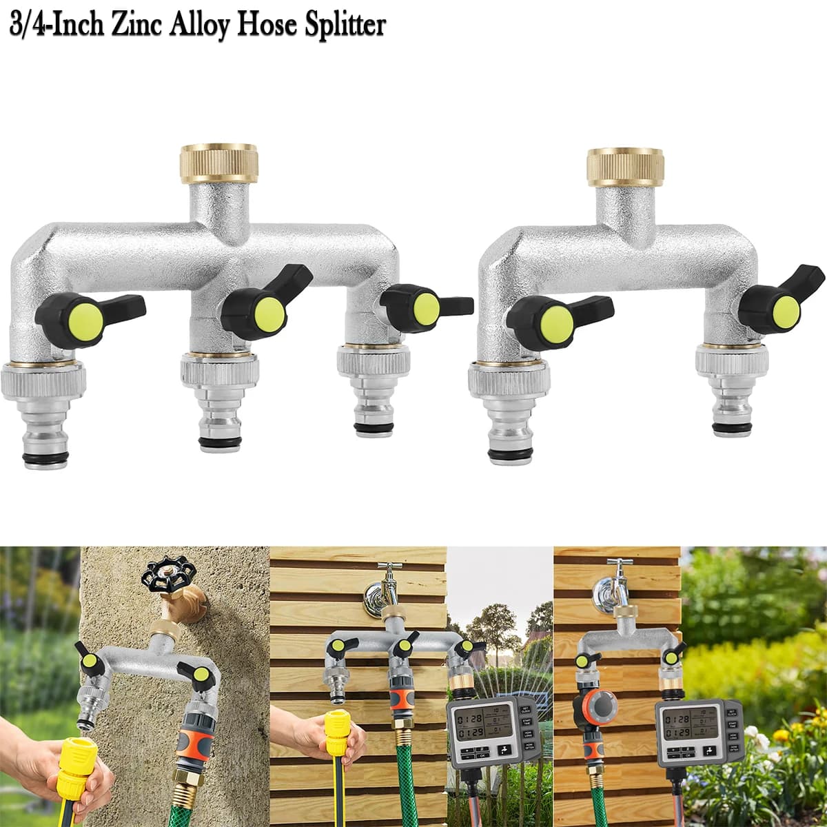 3/4 in 2/3 ways flexible pipe water splitter garden water adaptor multi-way irrigation tap joint valve valve