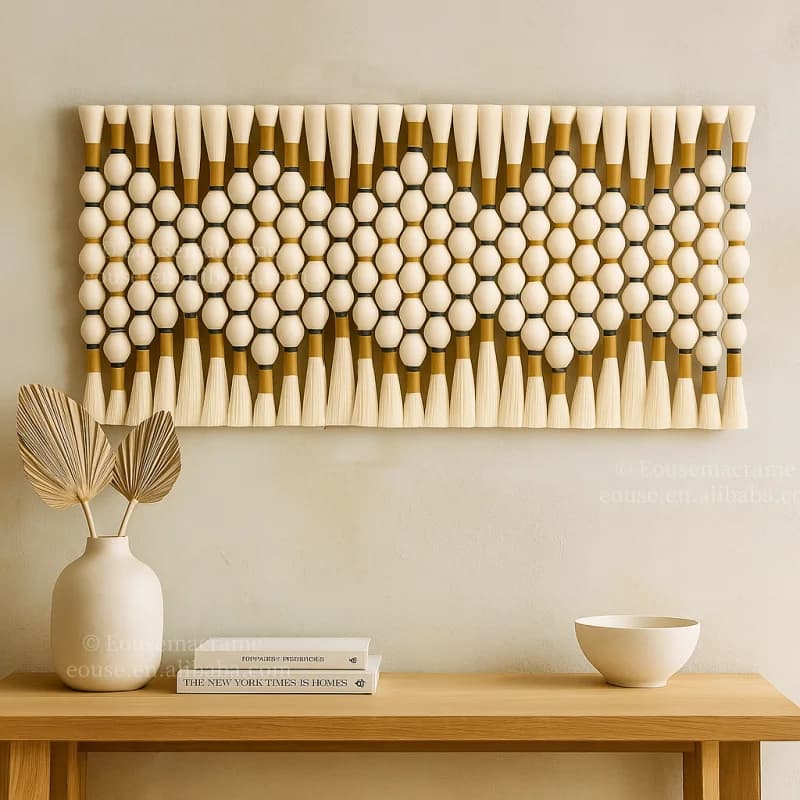Morocco style Macrame Wall Tapestry Handmade Boho Wall Art with Tassels for Bedroom Living Room House Items