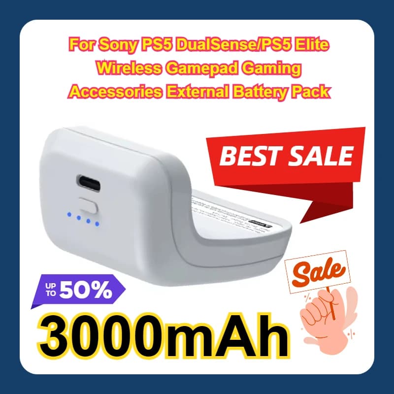 3000mAh 2 pezzi per Sony PS5 DualSense/PS5 Elite Wireless Gamepad Accessori da gioco Batteria esterna