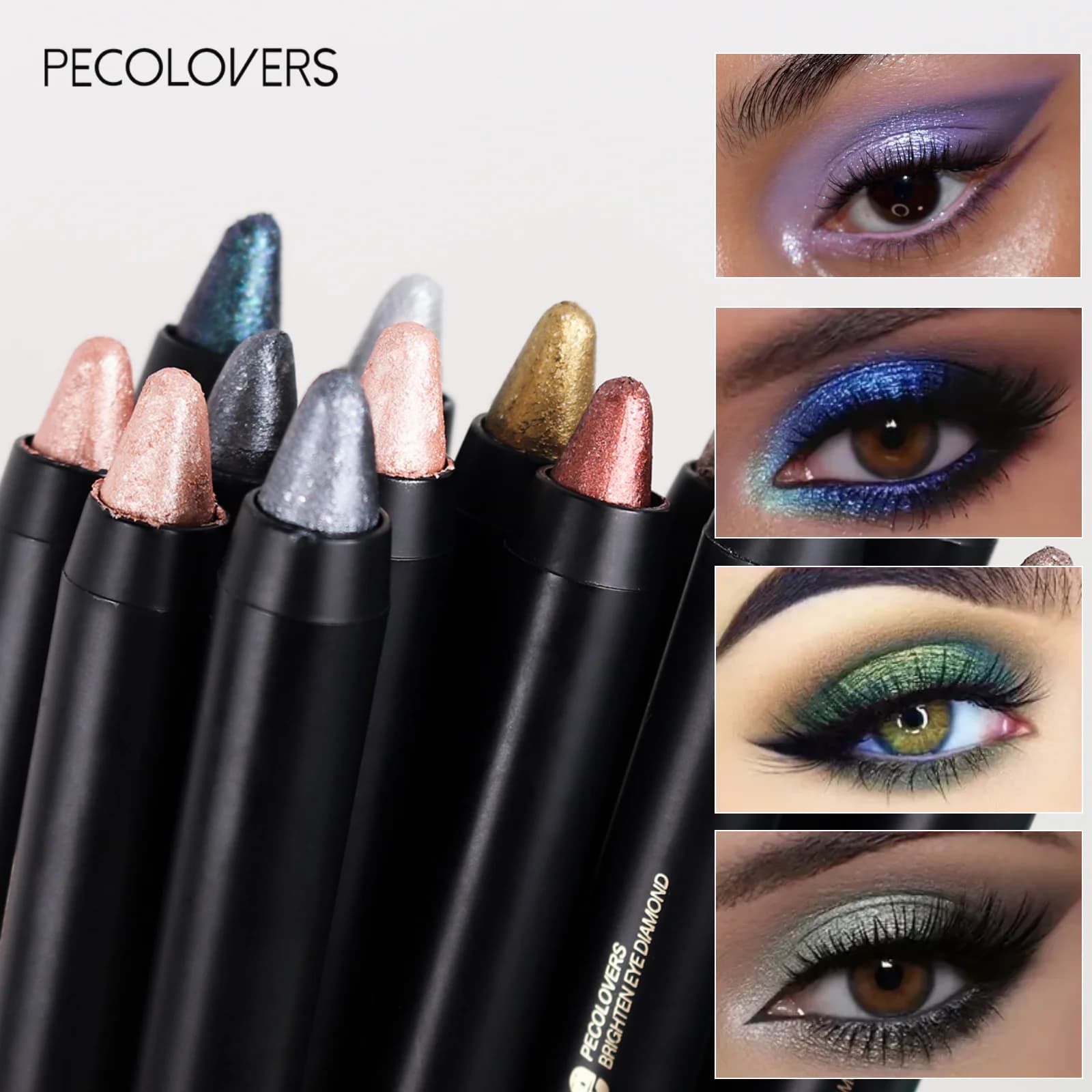 1 penna per ombretti color crema glitterata con design a doppia testa, finitura glitter perlescente, per un affascinante trucco natalizio per gli occhi