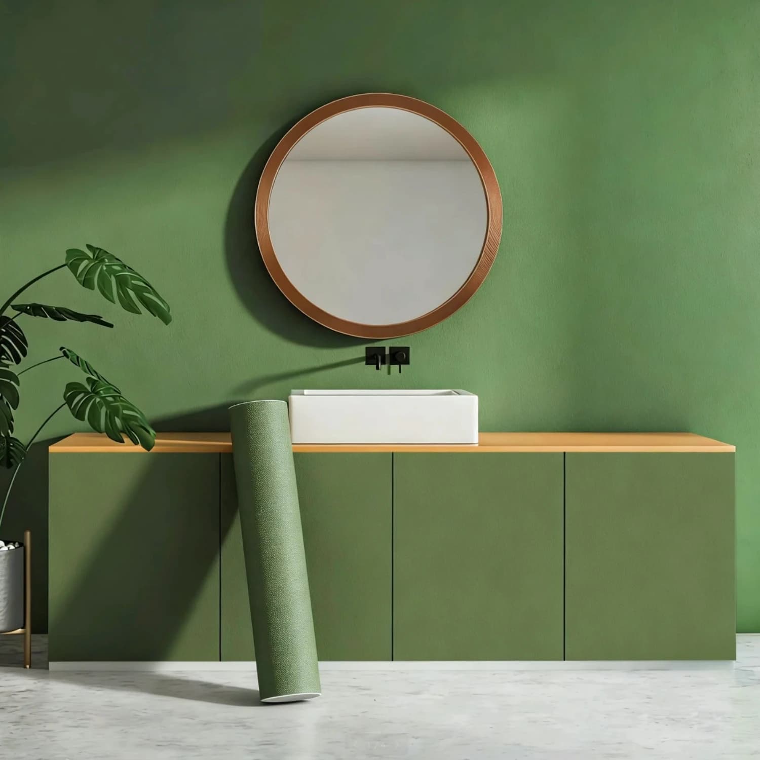 Adesivo con pellicola autoadesiva verde opaco da 55 cm, protezione ispessita per mobili fai da te, armadi da cucina, tavoli, ristrutturazione della parete