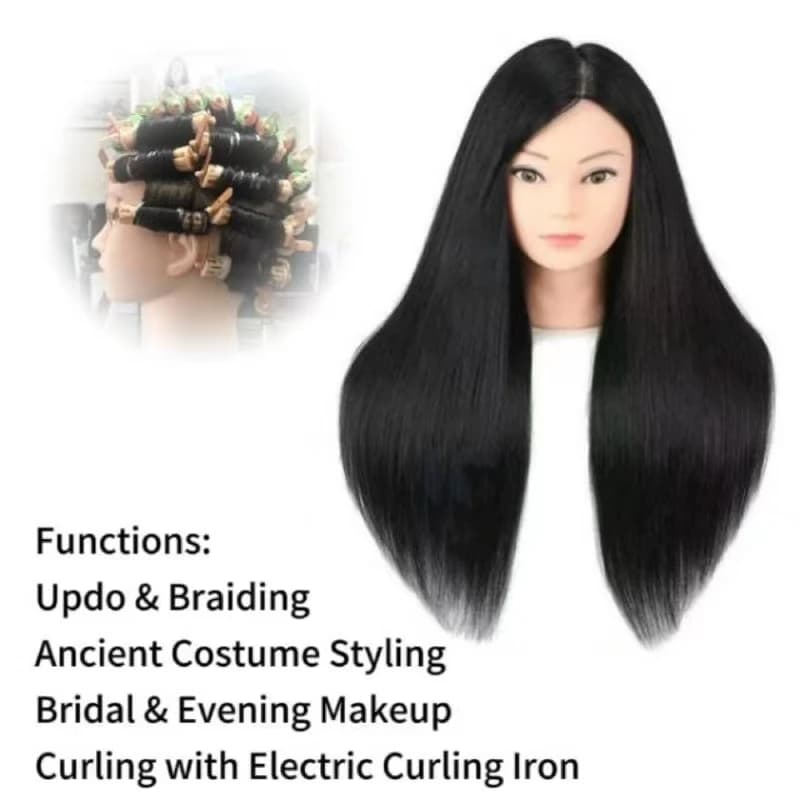 Manichino Head with 80% Veri Hair for Hairstyles, Professional Training Kit, Styling Practice, Styling and Slitting with Iron