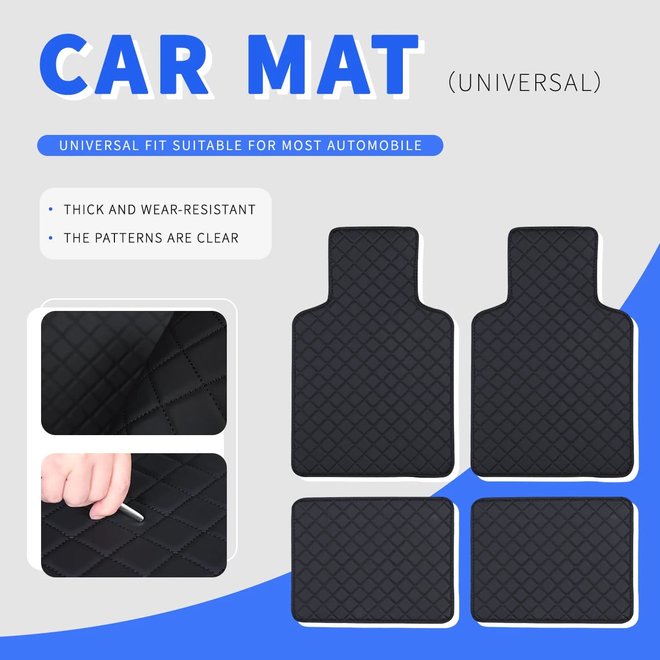 4Pcs Car Floor Mats Universal PU Leather Waterproof Auto Foot Pad Protector Automobile Interior Wear-Resistant Car Accessories