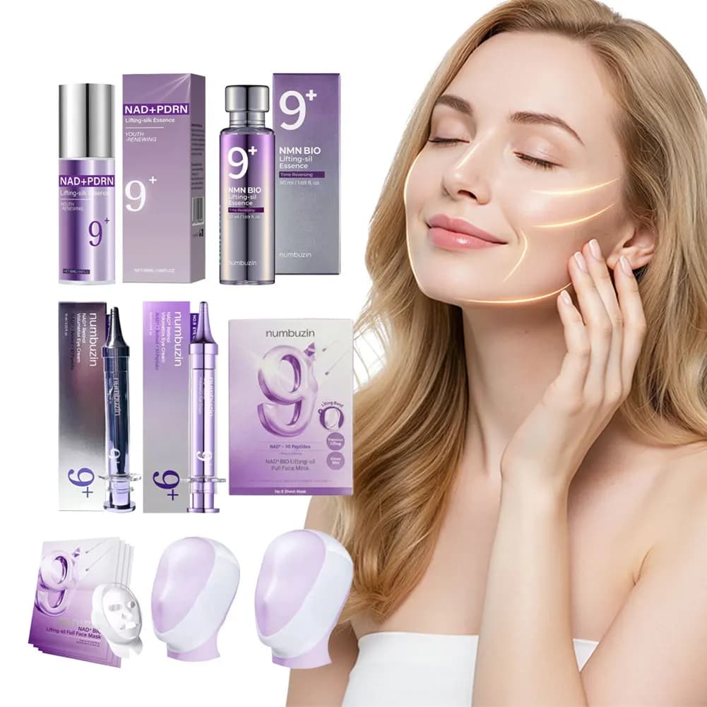 Kit Essenza Liquida NAD+PDRN con Crema Contorno Occhi, Crema Viso e Maschera Facciale Anti-Rughe per Attenuare le Linee Sottili e Cura della Pelle
