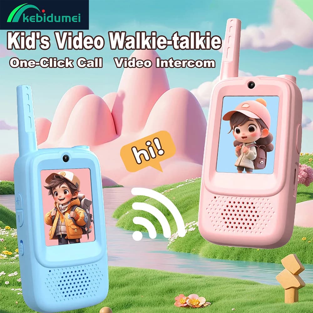 Walkie Talkie Video per Bambini Kebidumei con Schermo HD da 2 Pollici, Regalo di Compleanno per Bambini dai 3 ai 12 Anni, per Giochi al Chiuso, Campeggio ed Escursionismo