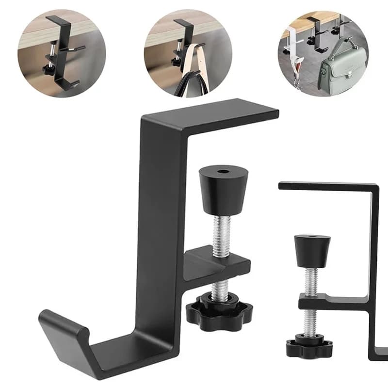 Punch-Free Multi-Functional Headphone Desk Edge Hook Table Edge Double Hook Hanging Bag Hook Desk Hanger Backpack Storage Hooks