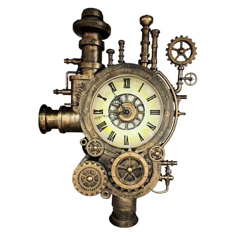 Orologio da parete in ferro battuto con ingranaggi grandi, decorazione a sospensione