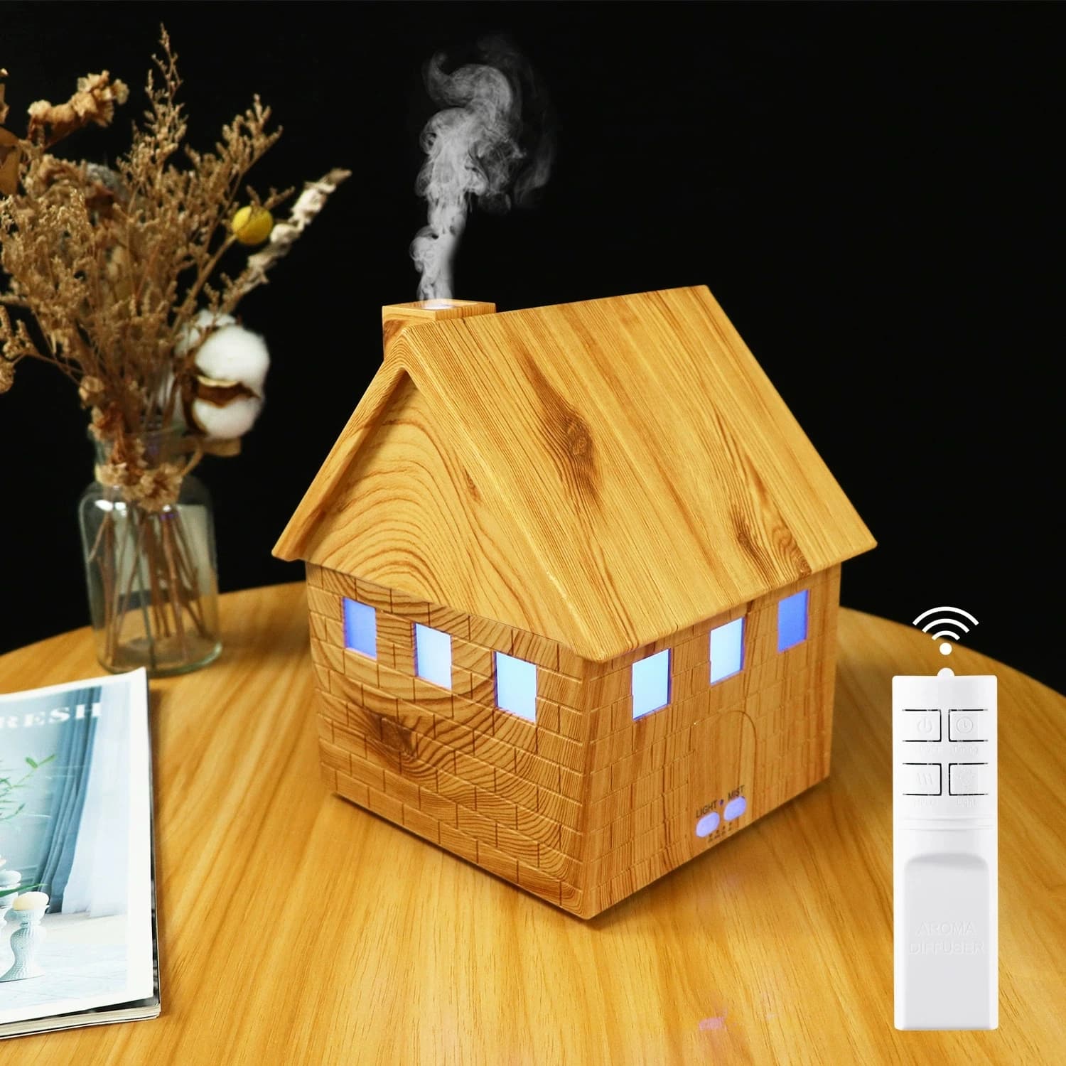 Umidificatore di aromi per la casa con venature del legno Diffusore di oli essenziali USB con luce a LED a 7 colori per umidificatori piccoli da tavolo per ufficio domestico