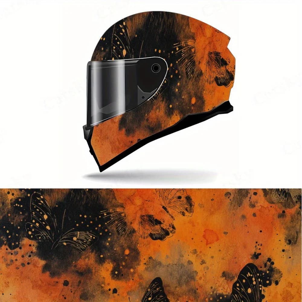 Farfalla misteriosa con inchiostro PVC impermeabile resistente agli spruzzi d'inchiostro, decalcomania autoadesiva per casco da corsa per moto, regalo perfetto per moto