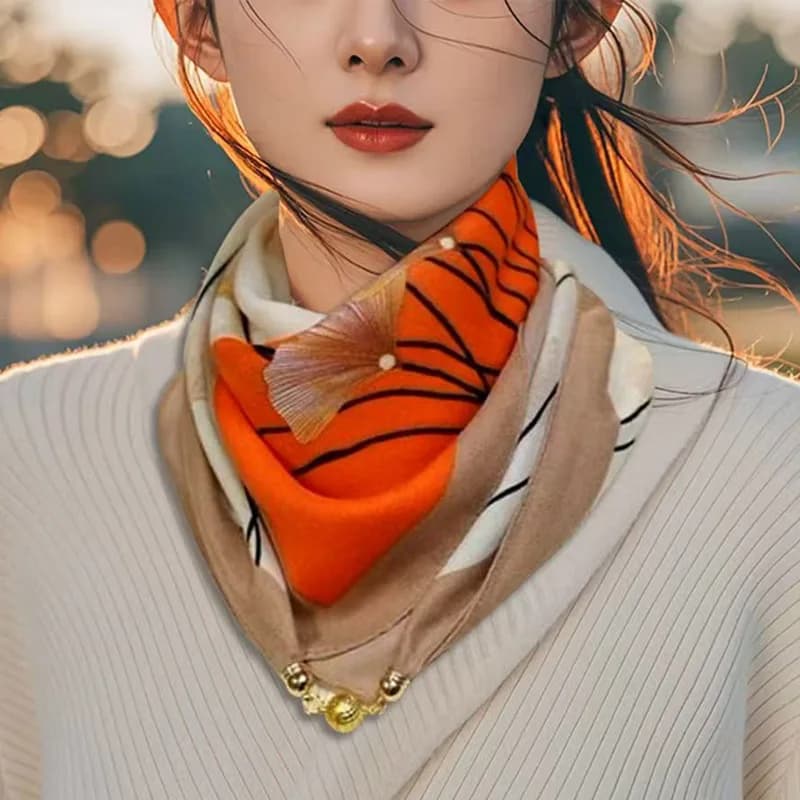 Luxury Design Magnetic Square Scarf for Women Fashionable Neck Protection Scarf Women Cotton Linen Neck Autumn Winter