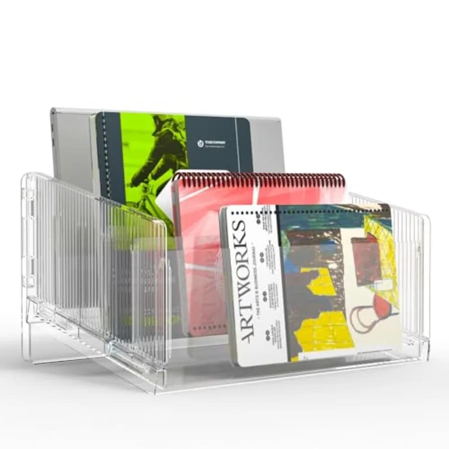Organizzatore per Documenti a 5 Scomparti, Vassoio Porta Lettere in Acrilico per Scrivania, Porta Lettere per Buste e Elettronica, Confezione da 2