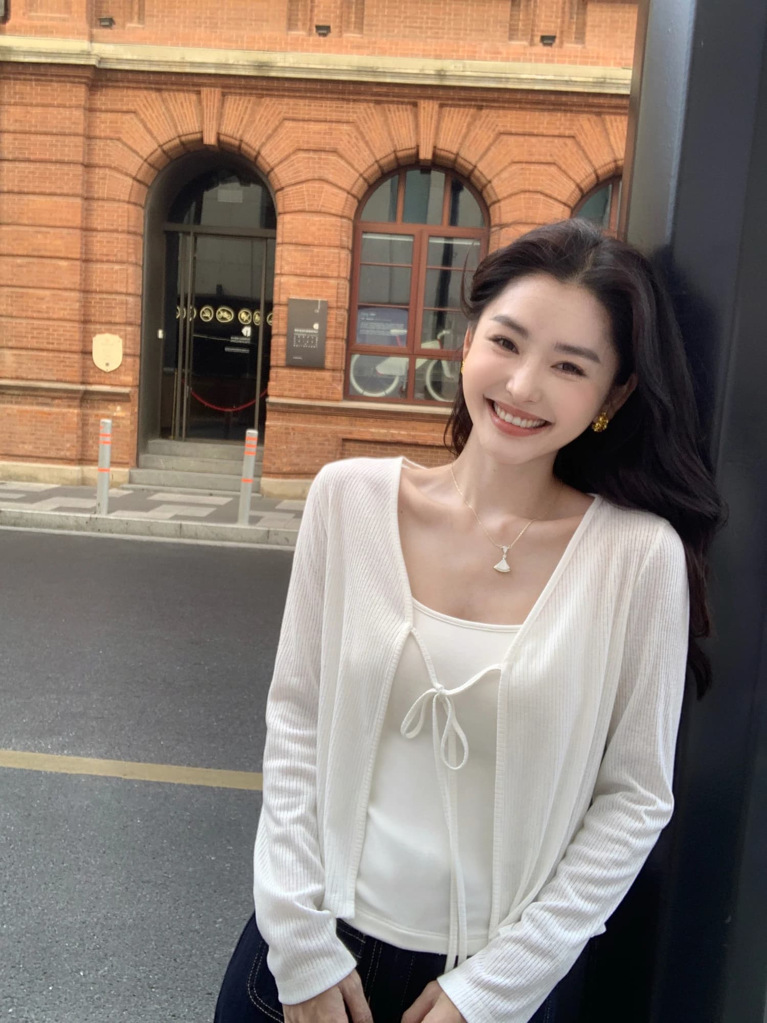 Pusumede Cloud Thread Lightweight Knitted Sun Protection Cardigan Women's Thin Belted Short Style Shoulder Padded Top