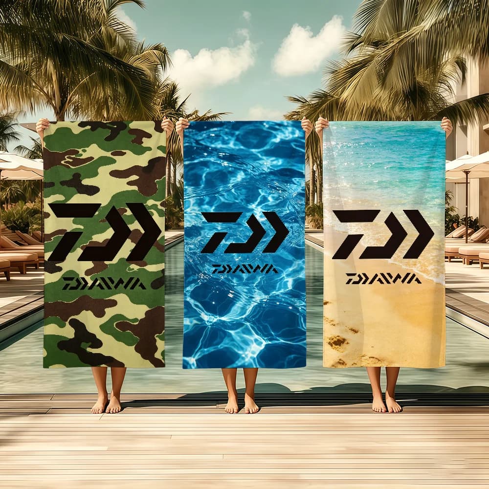 LUXURY D-DaiwaS-ES Asciugamano con logo, Accappatoio in tessuto, da spiaggia, ad asciugatura rapida, leggero, portatile, per campeggio, piscina, viaggio