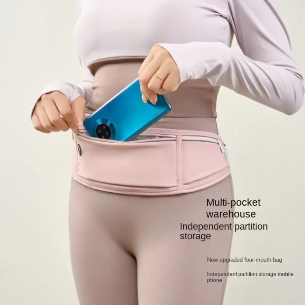 Marsupio da Corsa a Tre Scomparti Traspirante Multifunzione per Maratona, Marsupio Impermeabile, Borsa Sportiva per Telefono
