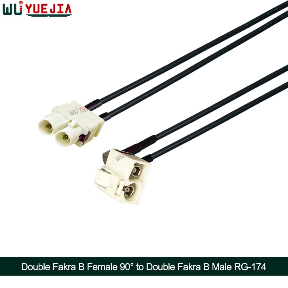 Cavo Twin Fakra Bianco Fakra Codice B Maschio a Doppio Fakra B Femmina 90 ° Cavo coassiale RF RG-174 Ponticello di estensione antenna WIFI Pigtail