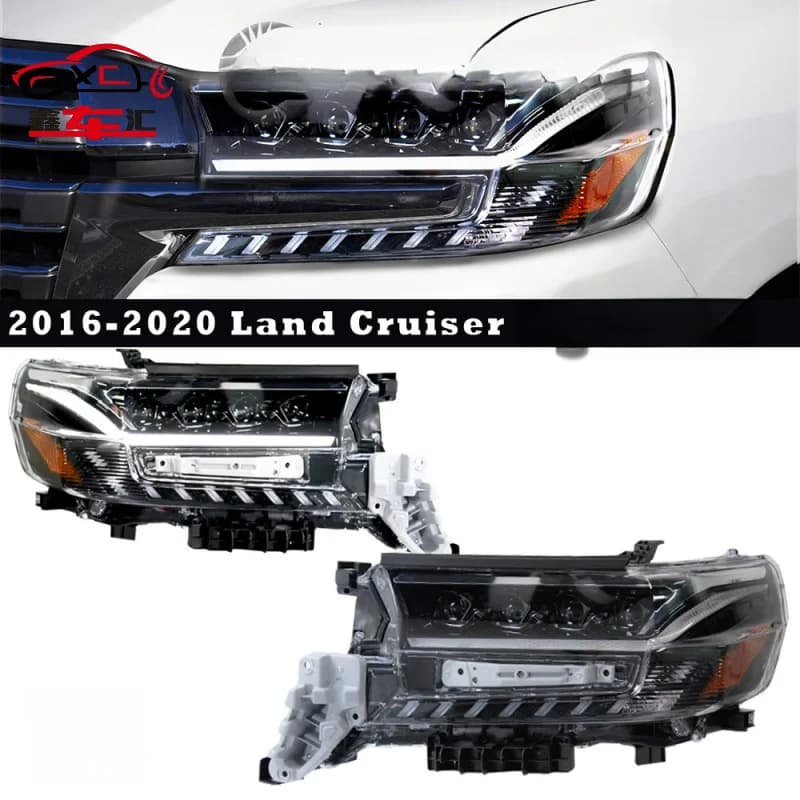 Gruppo fari XCH per Toyota Land Cruiser 2016-2021, modifica a quattro lenti, luci diurne a LED