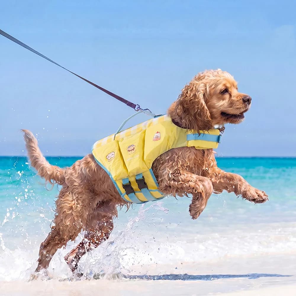 Waterproof Dog Life Jacket Breathable High Buoyancy Dog Swimming Suit Adjustable Thick Sponge Pad Puppy Safety Vests