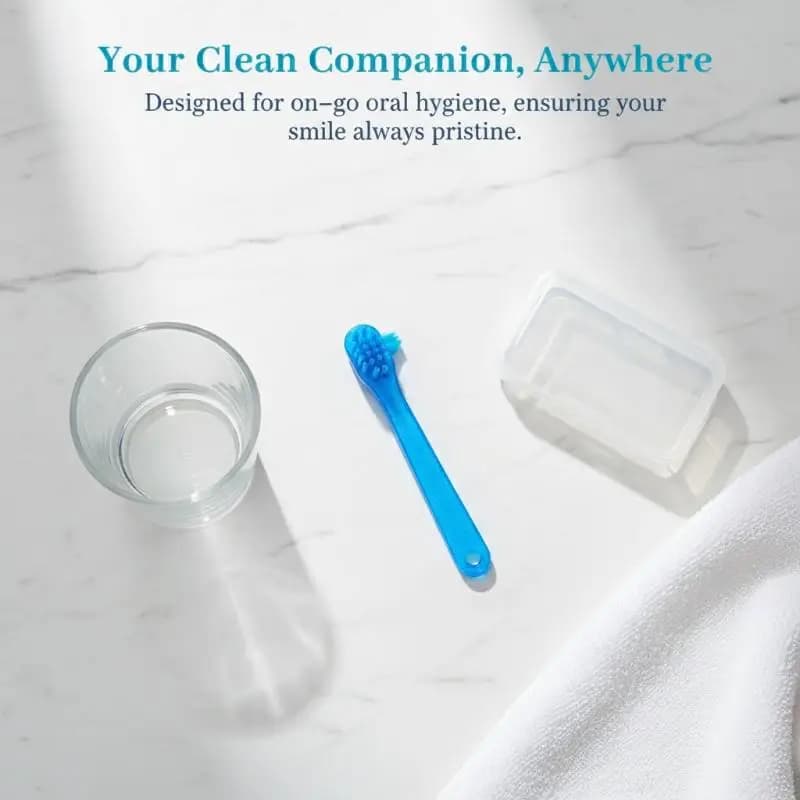 Plastic Denture Toothbrush 1 Pcs T Shape Dual Head Brush for Removable False Teeth Cleaning and Home UseHot