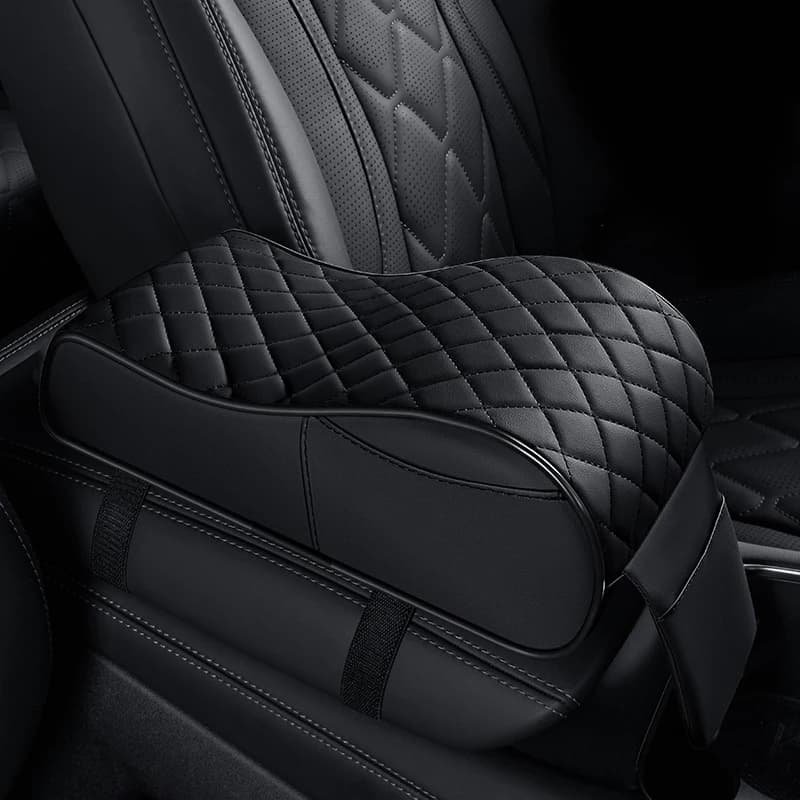 Cuscino per bracciolo per console centrale per auto con curva ergonomica, supporto per bracciolo da 6-10 cm con borsa organizer per tasca laterale e anteriore