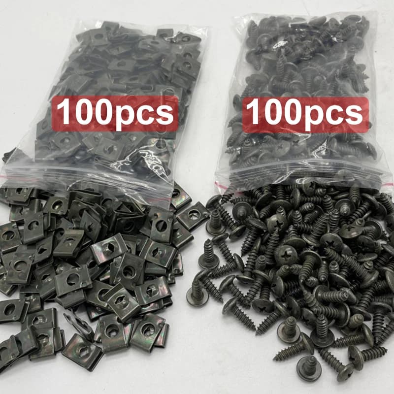 Self-tapping screws Metal fastening clips for U-type clips for motorcycle car with screws Iron sheet kit for screws with anti-rust protection clip