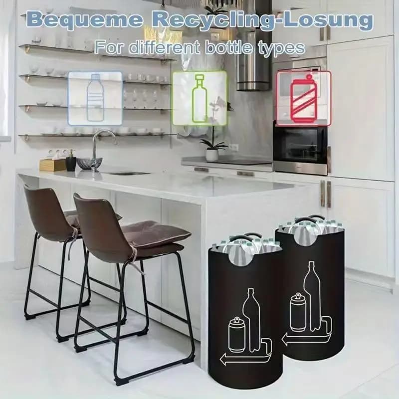 Large Capacity Empty Bottle Storage Basket With Aluminum Handle 90L Wastewater Bottle Collector Bag Folding Recycling Bin 1PC