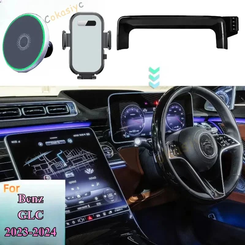 For Mercedes-Benz GLC 2023 2024 X254 Phone Holder Car Magnetic MagSafe Wireless Charging Car Mobile Phone Mount Screen Base